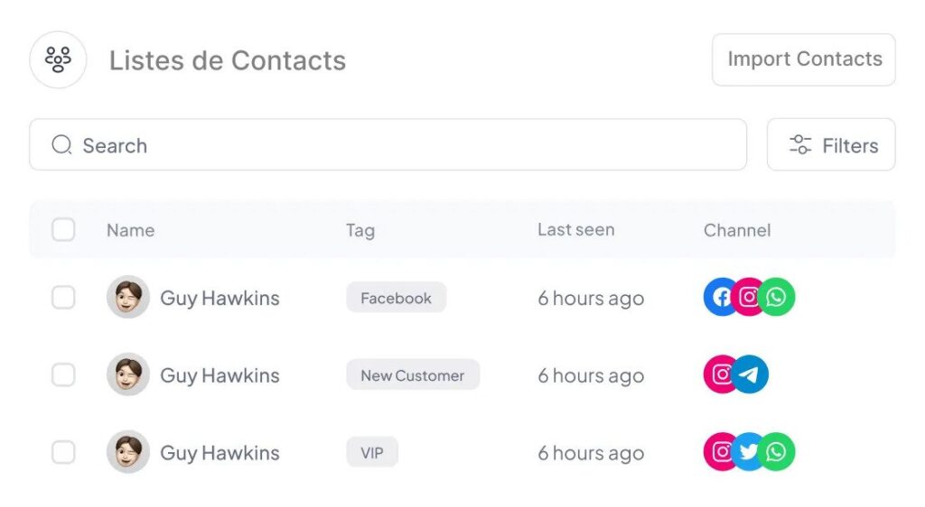 Creating and managing contact lists